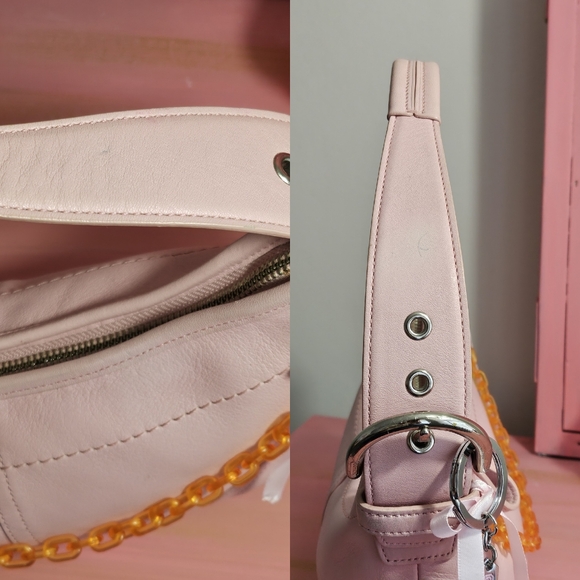 Soho 9541 Baby Pink Leather Bag Hobo Shoulder Handbag Purse Pochette Bague - Picture 7 of 9